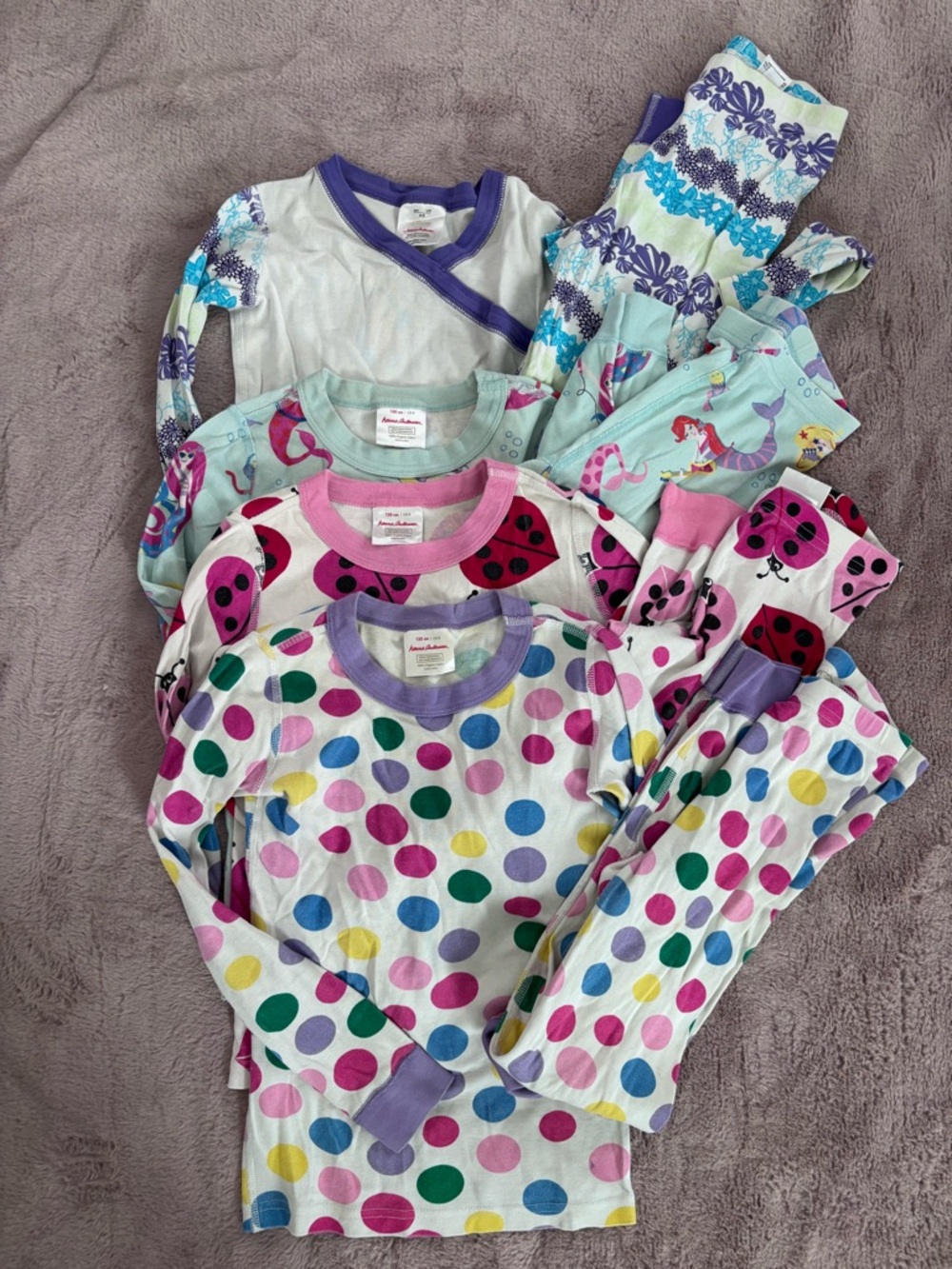 Kids Multicolor Polka Dot and Character Pajama Set - Long Sleeve